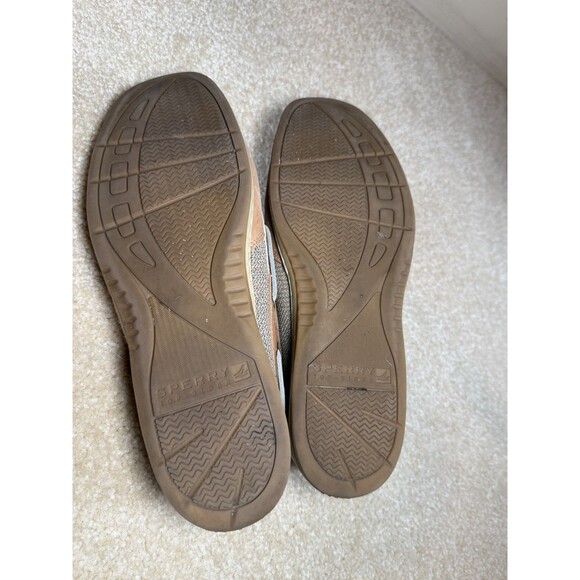 Sperry Songfish Women’s 9M Tan Leather Boat Shoes Loafers Oat Linen - Picture 6 of 7